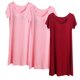 thumbnail image 1 of Camisón largo de 3 piezas para mujer, color liso, largo medio, manga corta, con copas acolchadas, para el hogar, modal, 1 of 2