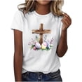 thumbnail image 3 of Inverlee Women's Easter Shirts Clearance Rabbits Eggs Graphic Tees Loose Fit Short Sleeve T Shirts Blouses Workout Round Neck Dressy Casual Tops, 3 of 5