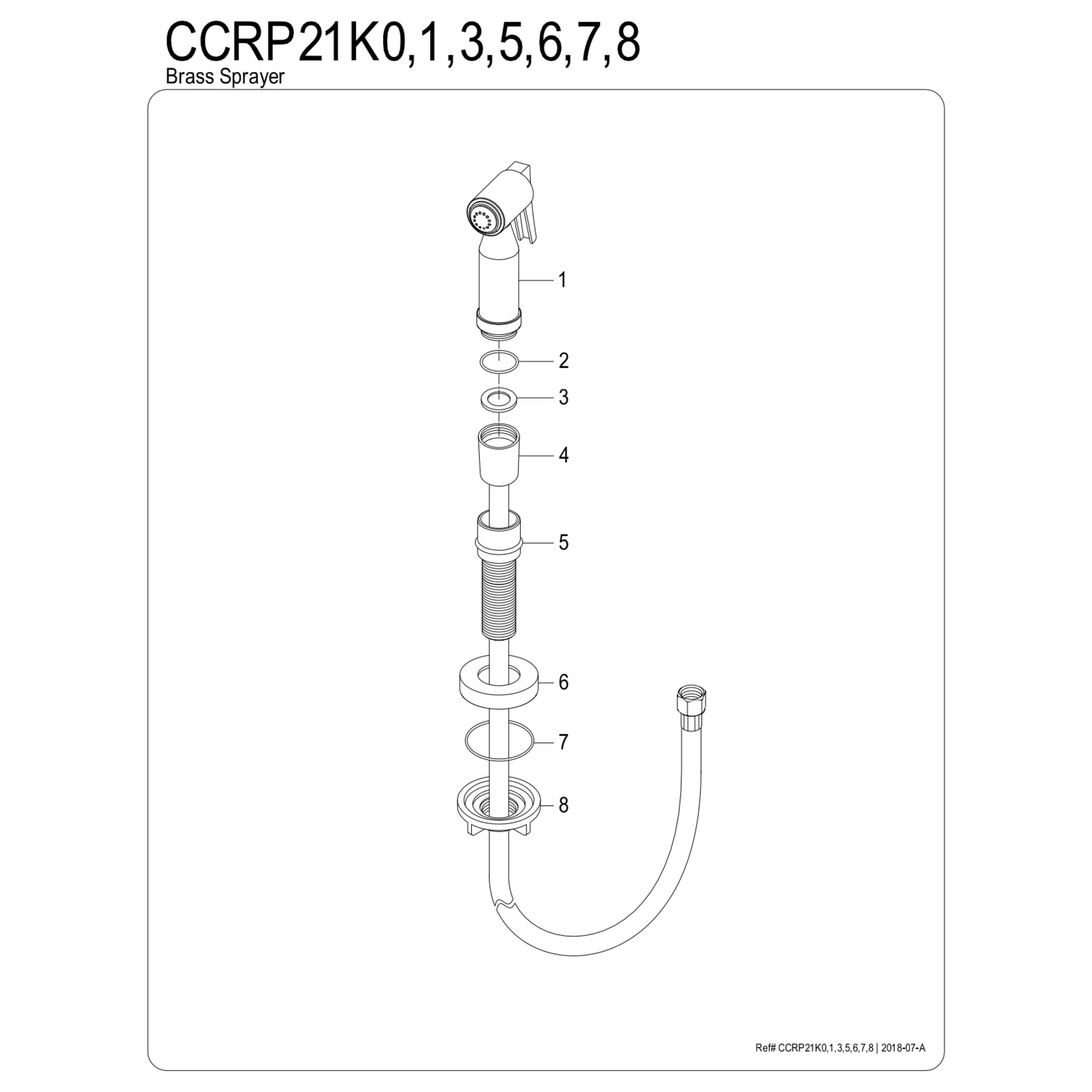 Kingston Brass CCRP21K7 Brass Kitchen Faucet Side Sprayer in Brushed Brass