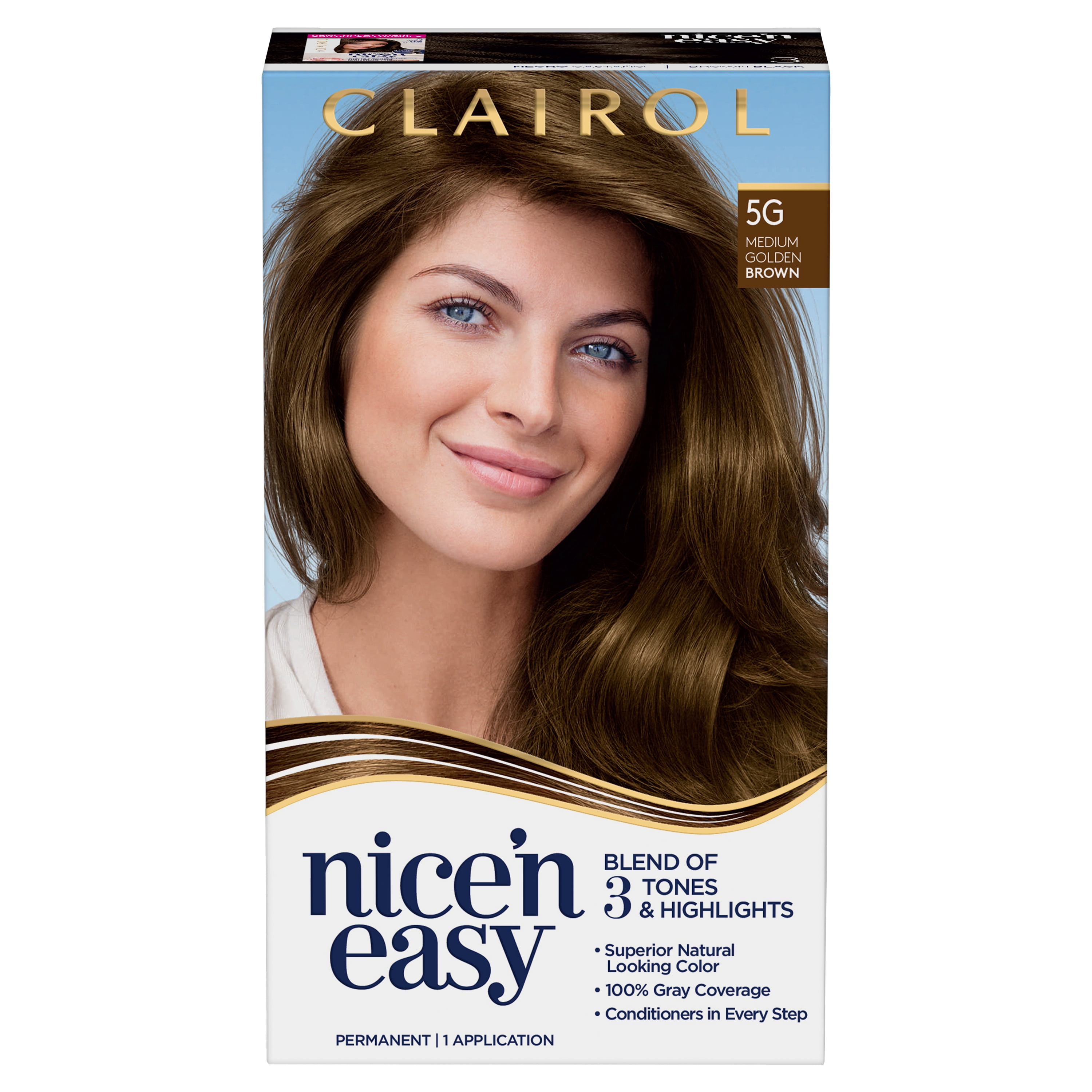Clairol Nice N Easy Permanent Hair Color Creme 5g Medium Golden Brown 1 Application Hair Dye Walmart Com