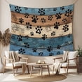 thumbnail image 2 of Navy Blue Brown Large Tapestry for Bedroom Wall Hanging Tapestry, Rustic Farmhouse Dog Paw Vintage Ceiling Backdrop Tapestries Poster Blanket Wall Decor for Teens Room Living Room Dorm 85" x 90", 2 of 8
