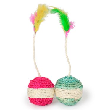 2 Pcs Balle en Sisal pour Chat Résistante aux Morsures Balle à Mâcher Créative pour Chat Balle de Jeu pour Chat