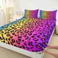 thumbnail image 3 of Manfei Colorful Leopard Print Queen Sheet Sets,Jungle Animal Cheetah Flat Sheet,Pink Purple Yellow Blue Queen Fitted Sheet For Girls,Microfiber Bedroom Decor,4pcs, 3 of 7