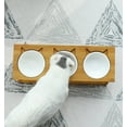 thumbnail image 3 of Fairela Elevated Triple Bamboo Pet Feeder with Ceramic Bowls,Raised Food & Water Stand for Cats,Small Dogs, 3 of 8