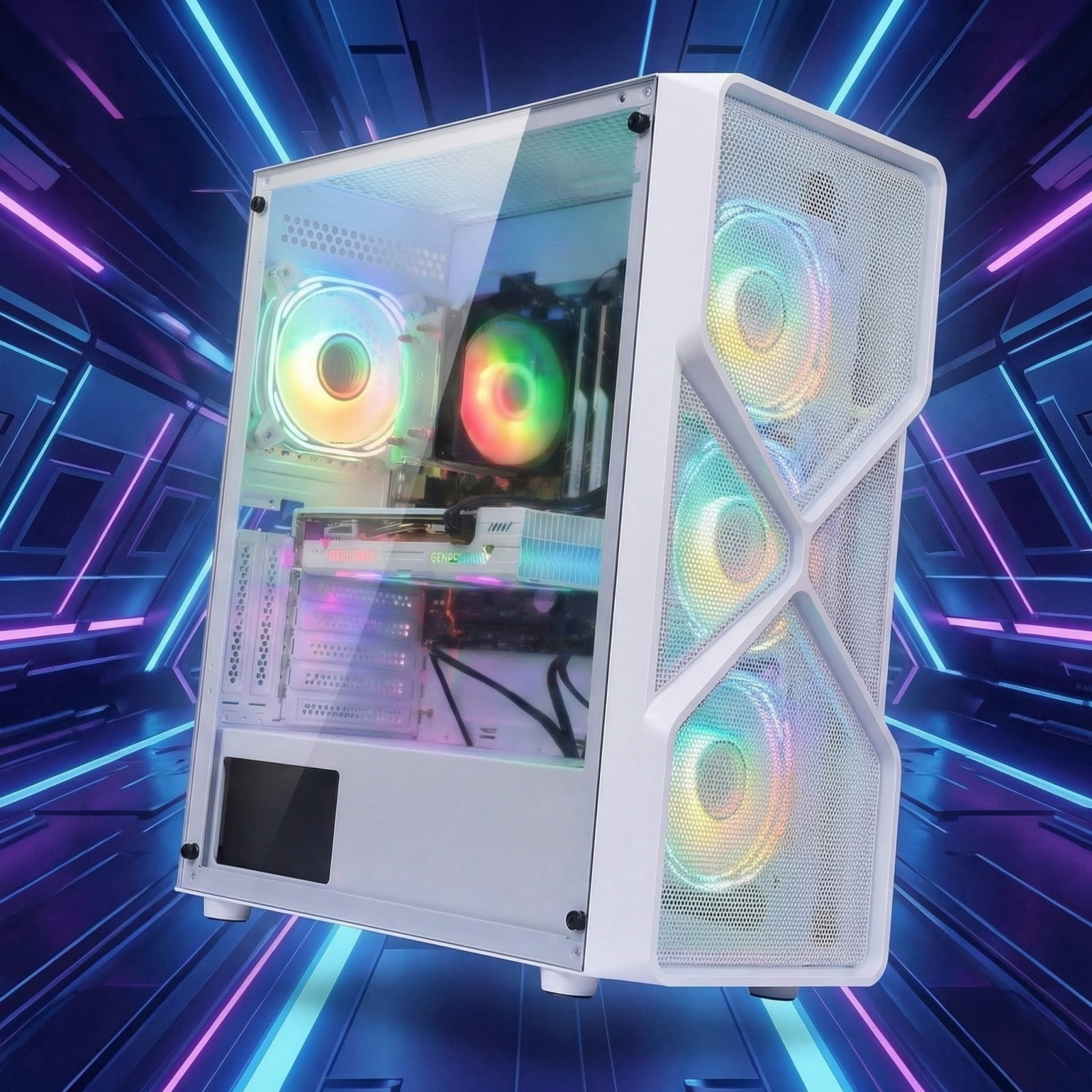 STGAubron Gaming Desktop PC, AMD Ryzen 5 5500 up to 4.2Ghz, RTX 3050 6G Graphics, 16G DDR4, 512GB Ssd, Wifi 6, BT 5.2, RGB Fan x4, Win 11 Home