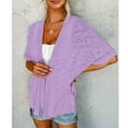 thumbnail image 2 of JGGSPWM Womens Solid Shrugs Tops Lightweight Cardigan Fall 2023 Tunic Side Split Cardigans 3/4 Sleeve Shirts Dressy Casual Outwear Purple M, 2 of 7