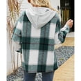thumbnail image 3 of Abrigo de lana para mujer Abrigo para niñas Patrón de cuadros con capucha de moda para primavera Otoño Invierno Verde XL, 3 of 8