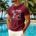 thumbnail image 2 of Sewkxo Mens Hawaiian Short Sleeve T-Shirts Graphic Crew Neck Casual Shirt Summer Beach Palm Tree Printed Vintage Tees,Wine 3XL, 2 of 5
