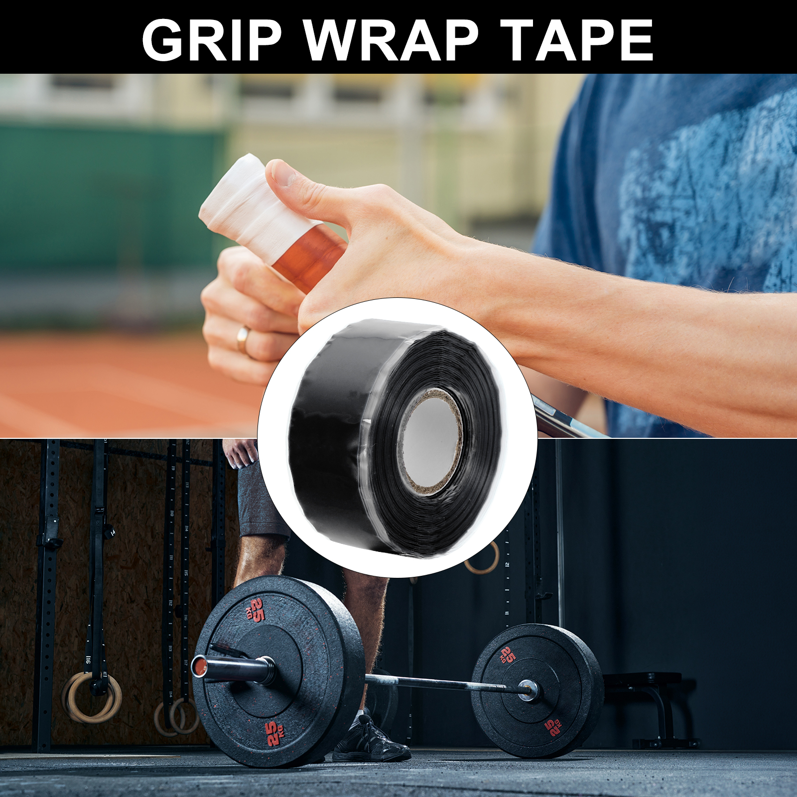 Uxcell Grip Tape, Self-Fusing Silicone Tape 17ft, Sealing Repair Wrap Tape, Black 2 Pcs