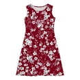 thumbnail image 3 of Spazoro Little & Big Girls A-Line Dress, Crew Neck 2025 New Style Floral Print Sleeveless Summer Dresses for Child Girls Red Size 5 T, 3 of 7