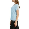 thumbnail image 4 of INSPIRE CHIC Women's Choker V Cut-Out Split-Neck Blouse Casual Slashed Cuffs Top S Light Blue, 4 of 8