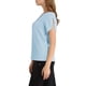 thumbnail image 4 of INSPIRAR CHIC Blusa de Cuello en V con Corte para Mujeres, Top Casual con Mangas Cortadas, Talla S, Azul Claro, 4 of 8
