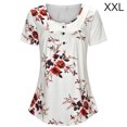 thumbnail image 1 of T-shirt Imprimé Femme Été Col Rond Manches Courtes Blouse T-shirt d'Été Femme Haut Ample, Blanc, TTG, 1 of 8