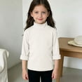 thumbnail image 2 of larppty Boys Girls Soft Long Sleeve Turtleneck Shirts Solid Color Autumn T-Shirt for Kids(White,7-8 Years), 2 of 5