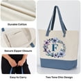 thumbnail image 3 of HIFA Initial Tote Bag for Women, Personalized Canvas Tote Bag - Two-Tone, Zipper Closure, Inner Pocket, Organic Cotton, Sturdy Multipurpose Shoulder Bag Suitable for Shopping, Grocery, Beach, Travel, 3 of 9