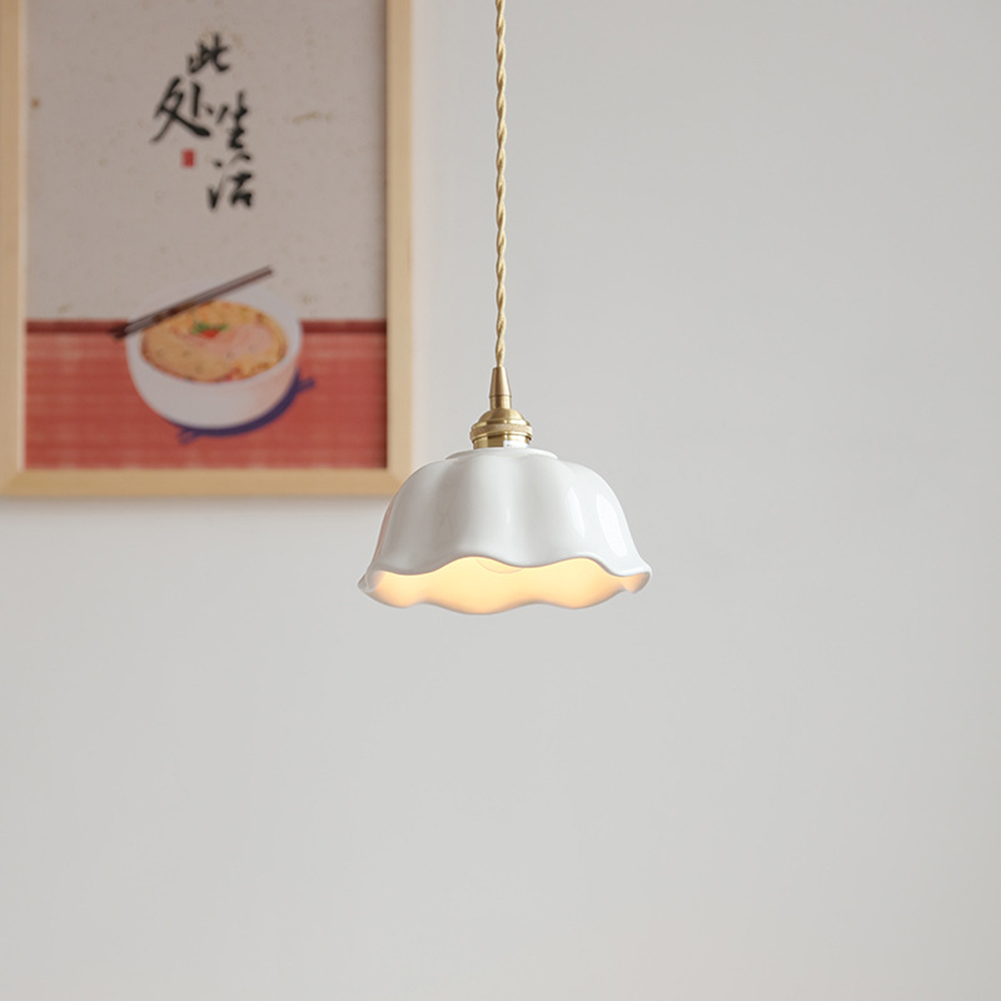 Mini White Ceramic Pendant Light Fixture, Small Japanese Style Vintage Pendant Lighting, Single Simple Retro Pendant Lamp, Pendant Light for Over Kitchen Sink Bar Bedside  Dining Table Entrance Closet