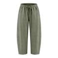 thumbnail image 3 of Women's Pants Elastic Waist Loose Banana Shaped Cropped Summer Pants for Women Green 2Xl, 3 of 6