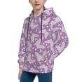 thumbnail image 2 of Rateoe Purple Butterflies Floral Pattern Boys Hoodie, Youth Pullover Hooded Sweatshirt, Kangaroo Pocket Hoodie for Kids-Medium, 2 of 6
