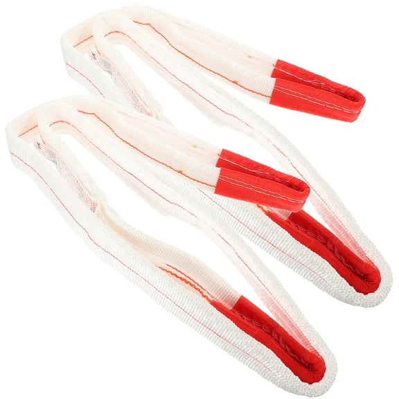 PBPBOX 2Pcs Flat Lifting Belt White Double Buckle Winch Strap Heavy Duty Recovery Strap