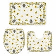 thumbnail image 2 of Sunflower Bee Bathroom Rugs Set Country Summer Floral Bee Nest Non Slip Absorbent Soft Bath Mats 3 Piece Set with Bathroom Rug, U-Shaped Floor Mat, Toilet Seat Cover Large Size, 2 of 9