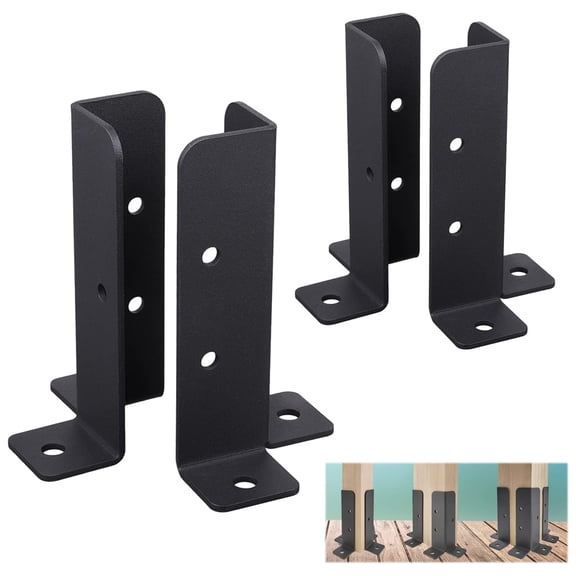 VANROUG 4Pcs Adjustable Deck Post Anchor Base Brackets Fit 1.5x1.5,2x2,2x4,4x4 Post,Heavy Duty Reversible Wood Fence Post Base Brackets kit for Pergola Railing Mailbox