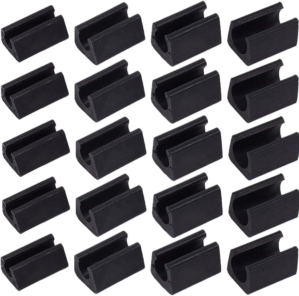 5-Pack Round Tube End Caps - 20mm Black Plastic Furniture Protection Caps