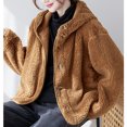 thumbnail image 6 of Babysbule Winter Coats for Women Women Long Sleeved With Pockets Windproof And Warm Long Plush Hooded Short Jacket, 6 of 9