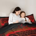 thumbnail image 4 of Manfei Cartoon Game Console Bedding Comforter Set 7pcs for Teens, Neon Gamepad King Bedding Sets, Red Futuristic Honeycomb Reversible Bed Sheets, Ultra Soft Bedroom Decor, 4 of 7