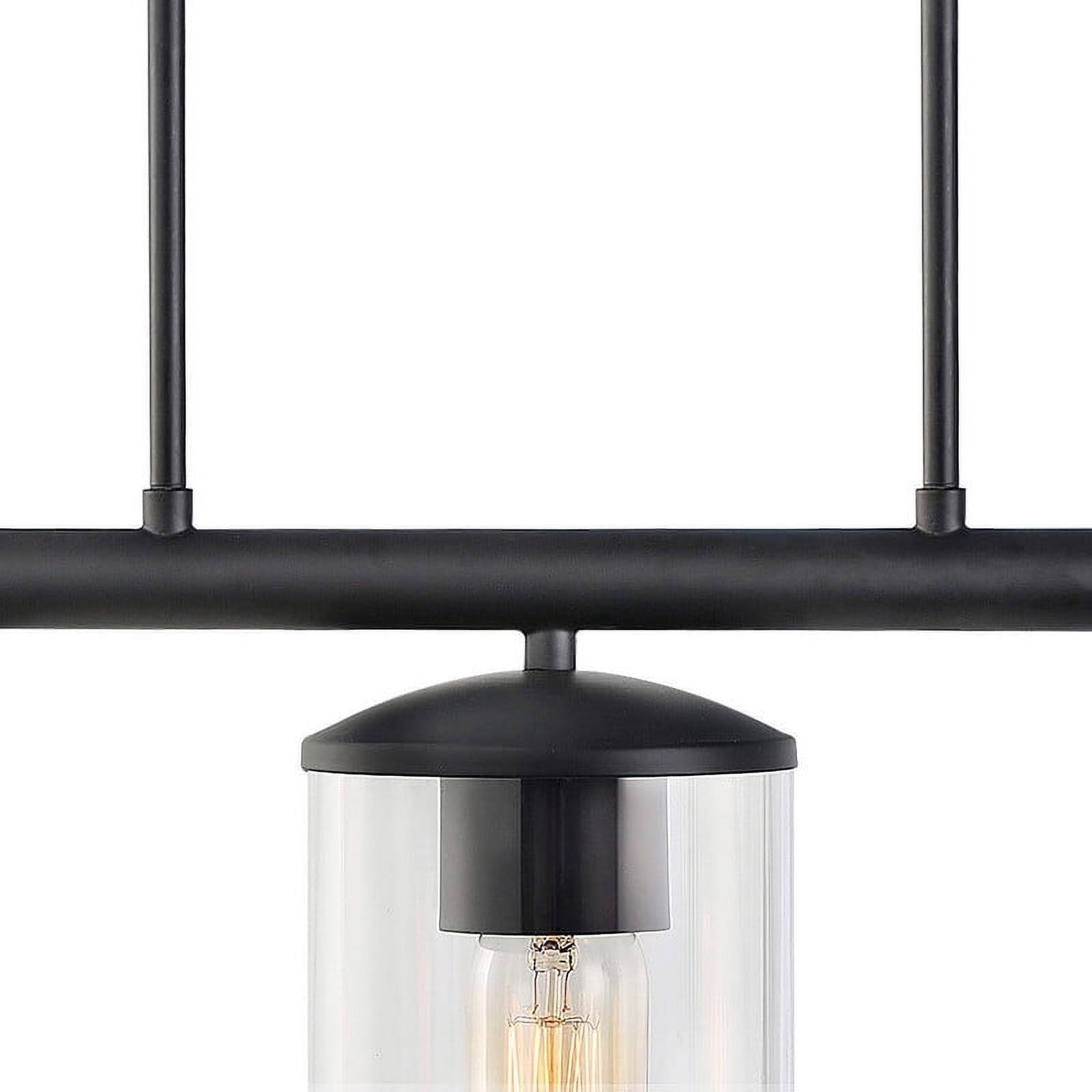 LNC Modern Black 5-Light Linear Kitchen Island Pendant with Clear Glass Shades