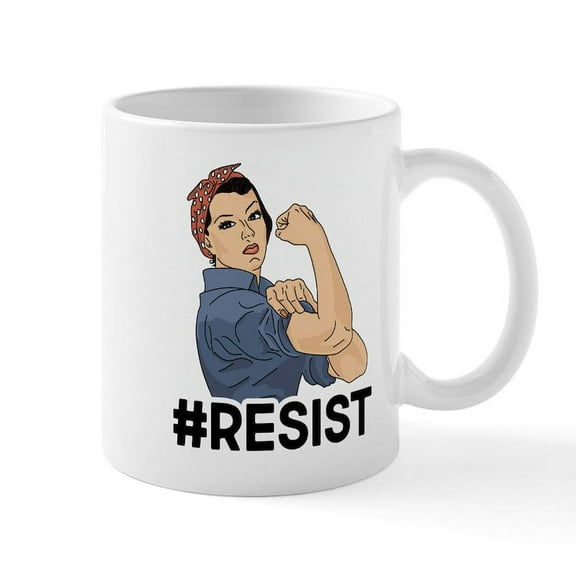 CafePress - Rosie The Riveter Resist - 11 oz Ceramic Mug - Novelty Coffee Tea Cup