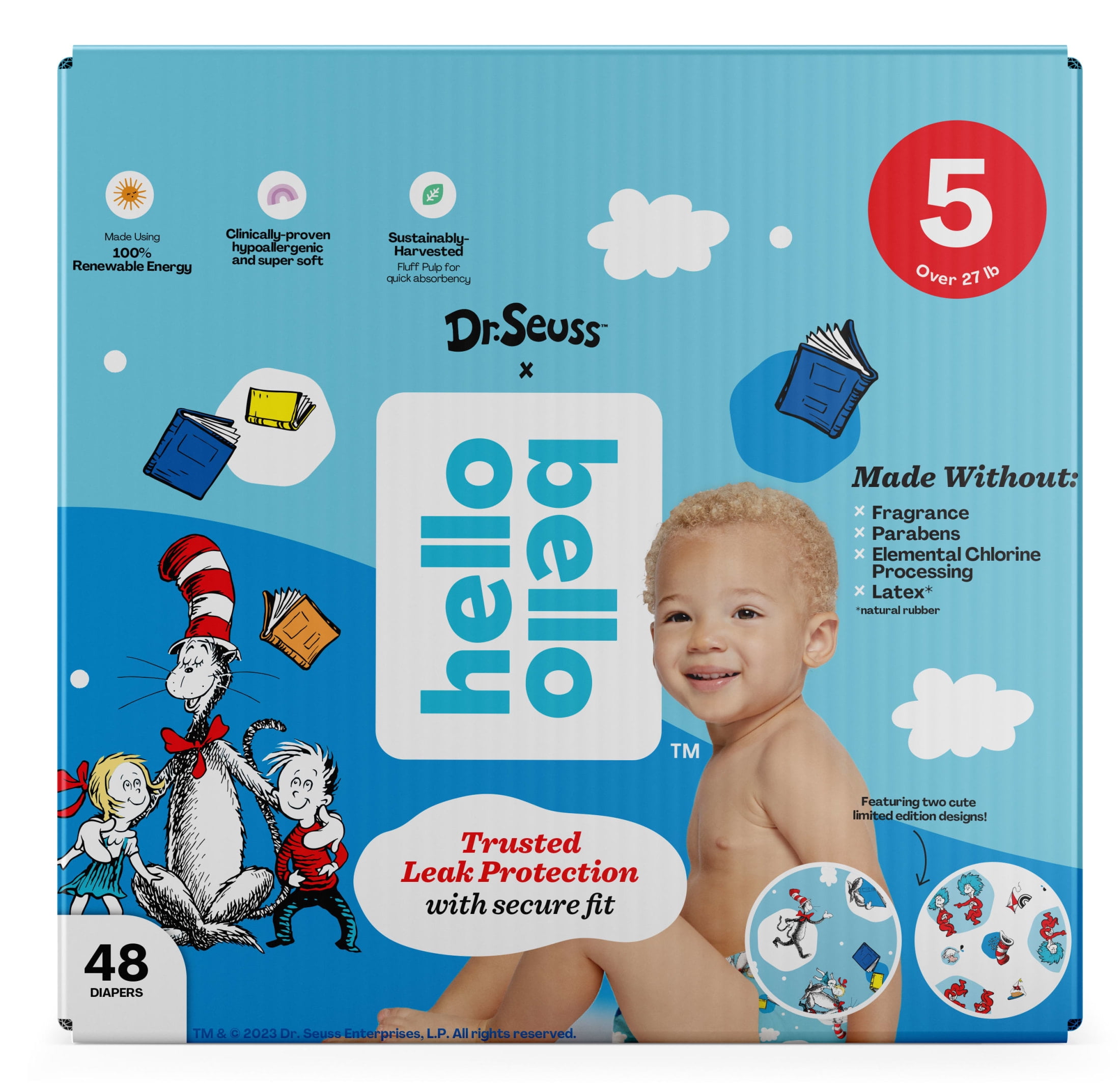 Hello Bello x Dr. Seuss Cat in the Hat Baby Diapers I Size 5 (48 Count