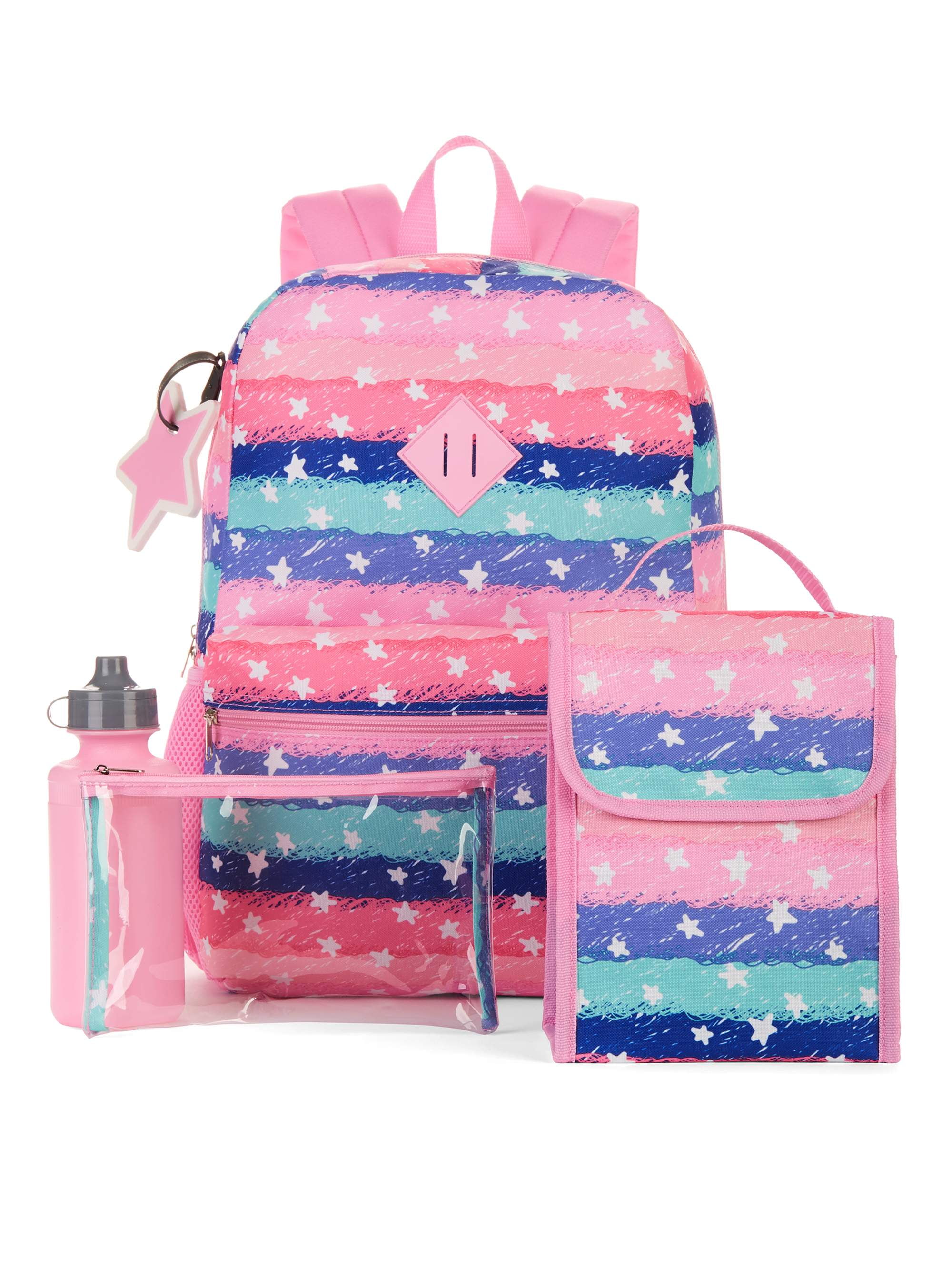 Wonder Nation Children's Backpack with Lunch Box and Pencil Case 3-Piece  Set Pink Leopard Tie Dye 