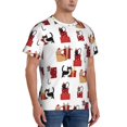thumbnail image 4 of Yiaed Cute Cat And Christmas Gift Print Mens Short Sleeve Tight Fit T-Shirt, Crewneck Casual Tee-XX-Large, 4 of 5