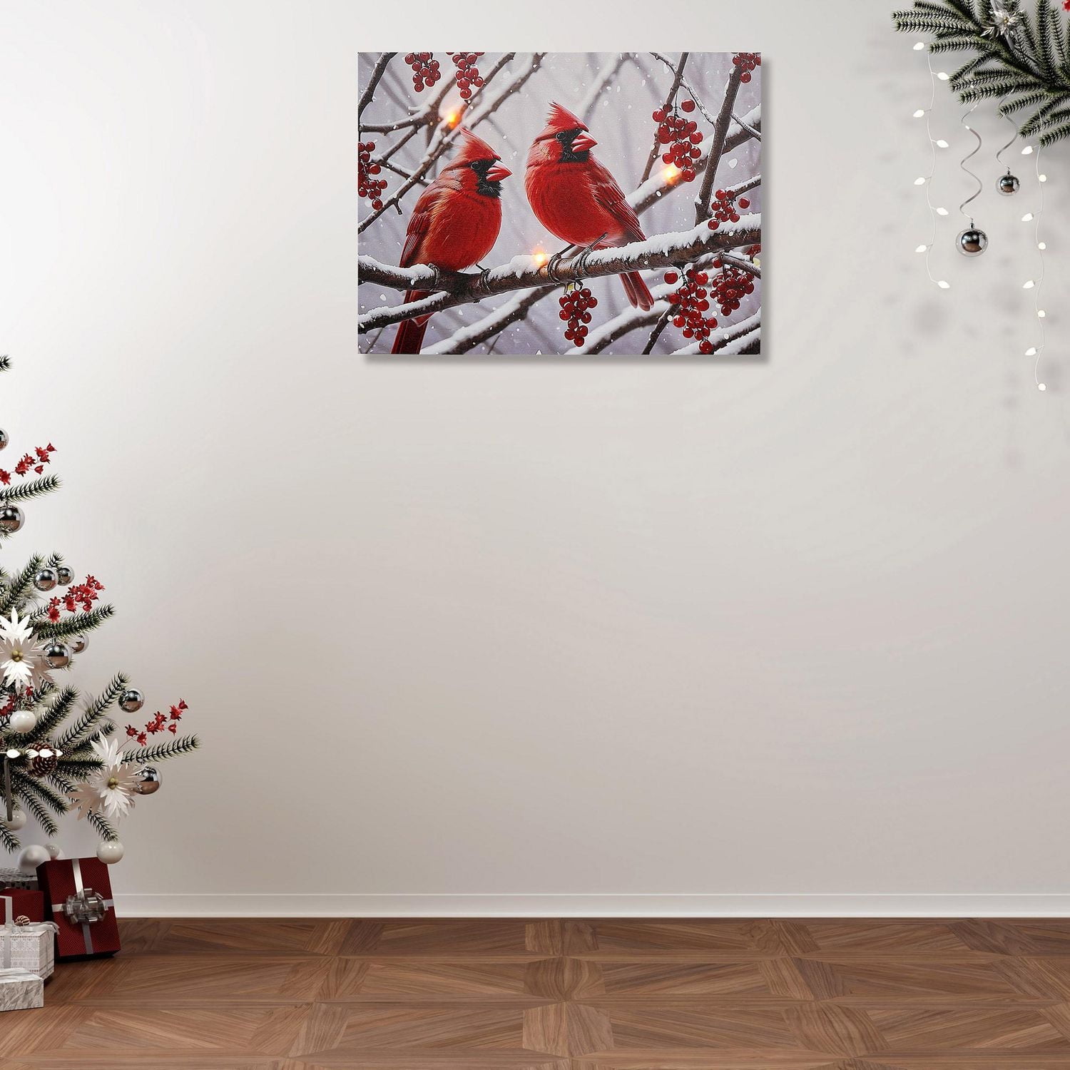 Led Canvas Wall Art Double Cardinal