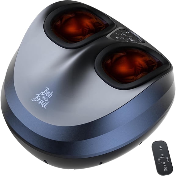 Bob and Brad Shiatsu Foot Massager with Heat and Remote, Deep Kneading Therapy with 4 Level, Improve Foot Wellness, Fits Feet up to Men Size 12- Black