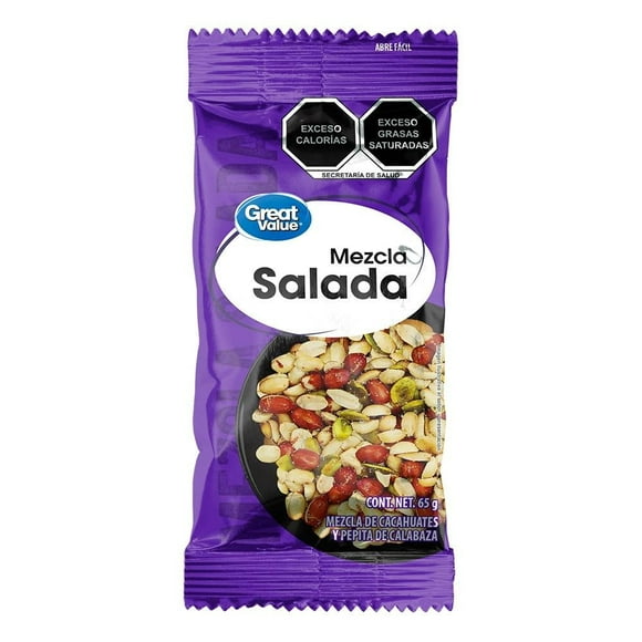 Mezcla de cacahuates Great Value salada con pepita de calabaza 65 g