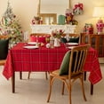 thumbnail image 4 of Christmas Rectangle Red Plaid Tablecloth - 60 x 120 Inch - Tartan Water Stain Resistant Table Cover, Washable Polyester Checkered Table Cloths for Xmas Dinner/Party Decoration/Holiday, 4 of 7