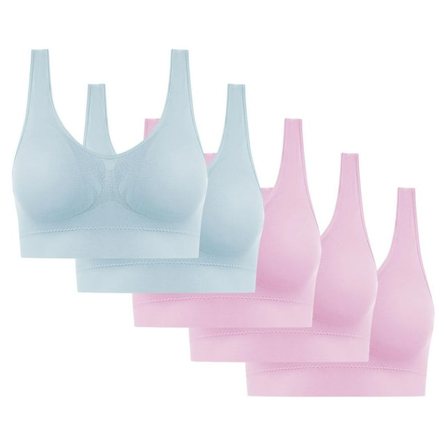 5PC Women's High Impact Sports Bra - Seamless Wireless Support | Comfortable Workout Bralette with Pad Insert Slots