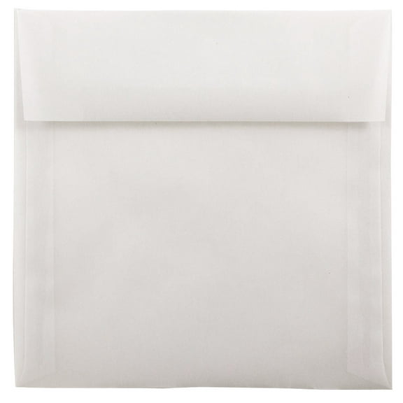 JAM Paper Translucent Square Envelopes, 6.5 x 6.5, Clear, 25 per Pack