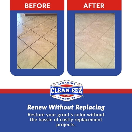 Clean-eez - Grout-eez Super Heavy-Duty Grout Cleaner Easy and Effective. Destroys Dirt and Grime with Ease. Safe for Colored Grout. Single Bottle and Handheld Brush (2)
