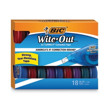 BIC Wite-Out EZ Correct Correction Tape Value Pack, Non-Refillable, 1/6" x 472", 18/Pack