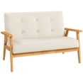 thumbnail image 1 of HOMCOM Causeuse 45 Pouces Moderne Canapé 2 Places avec Pattes en Bois de Caoutchouc Beige, 1 of 10