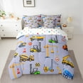 thumbnail image 2 of Castle Fairy Cute Car 7 Pieces Bedding Comforter Set,Construction Vehicles Full Bedding Set Lightweight,Cartoon Truck Fitted Sheet Flat Sheet,Ultra Soft Tractor Home Decor,Reversible, 2 of 8