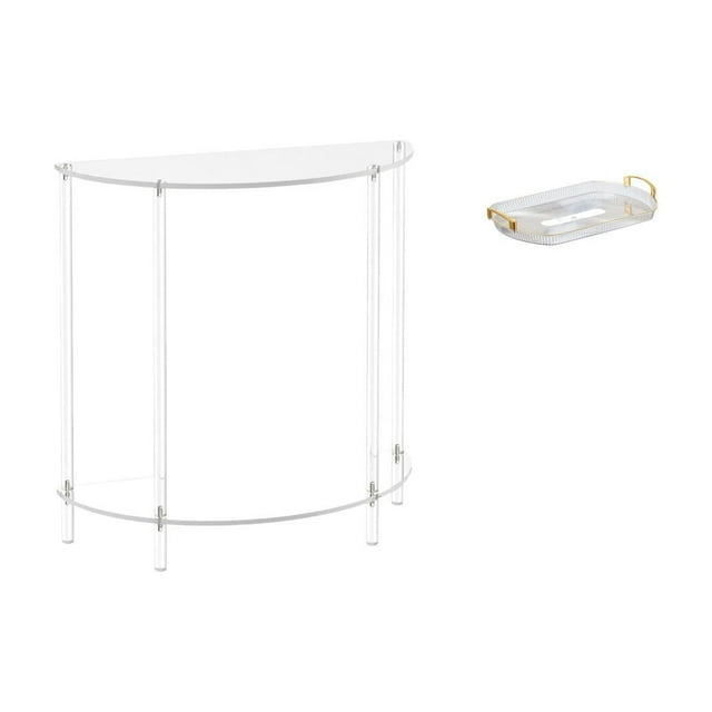 Mesita de noche de acrílico,Mesa auxiliar de acrílico transparente Mesa auxiliar transparente en capas,Mesa pequeña de acrílico,mesita de noche pequeña,compacta,Bandeja de