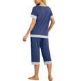 thumbnail image 5 of Cueply Womens Pajamas Sets Short Sleeve Sleepwear Top Capri Pants Casual Lounge Sets with Pockets, 5 of 5