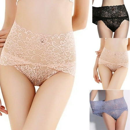 Womens High Waist Panties Lingerie Sheer Lace Panty Slimming Shaper Underwear