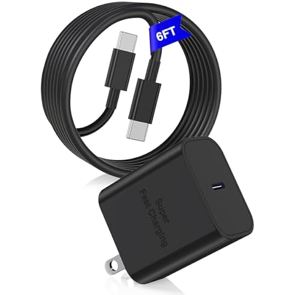 45W Super Fast Charger USB C for Samsung Android,1Pack 45 Watt Android Phone Charger Fast Charging Block with 6FT Type C Charger Cord for Samsung Galaxy S24 Ultra/S24/S24+/S23 Ultra/S23/S23+/S22