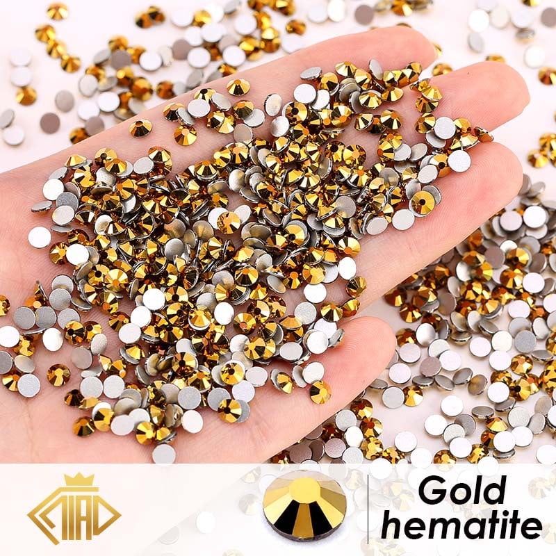 hildie & Jo 120 Pk Assorted Plastic Flat Back Rhinestones - Gold