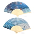 thumbnail image 1 of 2Pcs Pattern Painting Gift Bamboo Handheld Folding Fan for Dancing Party Decoration, 1 of 8