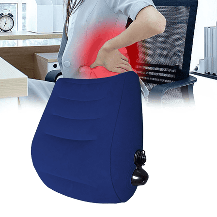 Leyeet Inflatable Wedge Pillow, Portable Blow Up Wedge Pillow, Folding Travel Lumbar Support Pillow, Ergonomic Lumbar & Back Support for Travel, Home, Bed or Car, No Pump Needed, Dark Blue